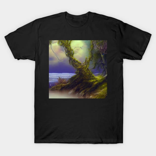 Green Jungle In The Sea T-Shirt by Promen Art